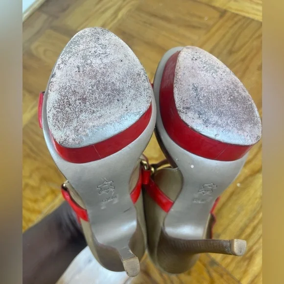 Tory Burch Red Strappy Heels - Picture 8 of 9